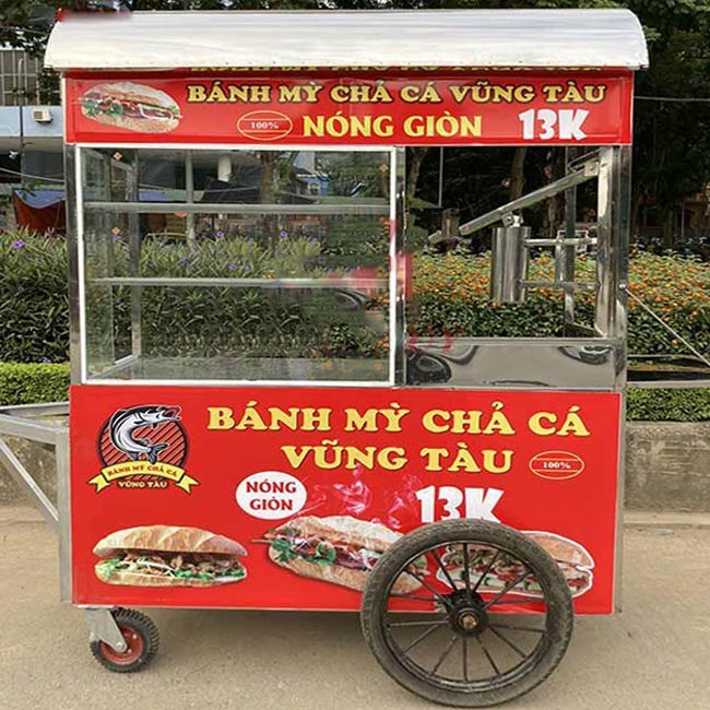 Xe bánh mì chả cá 1m8 Quang Huy