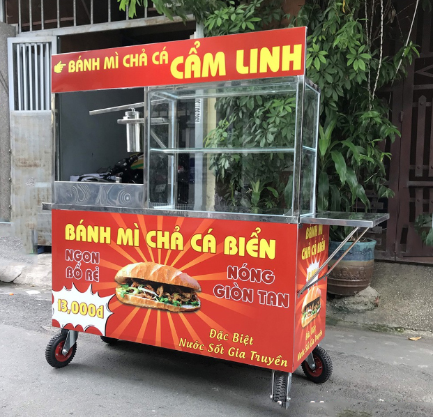 Xe bánh mì chả cá 1m5 Quang Huy