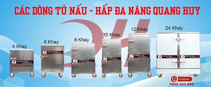 Các dòng tủ cơm công nghiệp Quang Huy với kích thước khác nhau