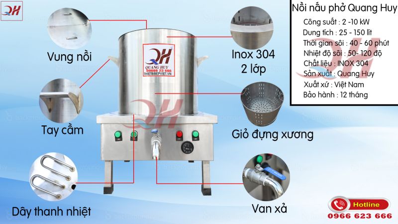 cấu tạo nồi nấu phở 20l