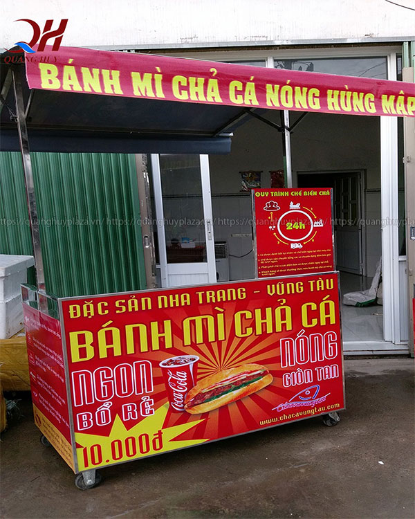 Xe bánh mì chả cá 1m5 Quang Huy