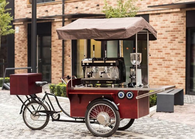 Hệ thống di chuyển xe đạp bán cà phê