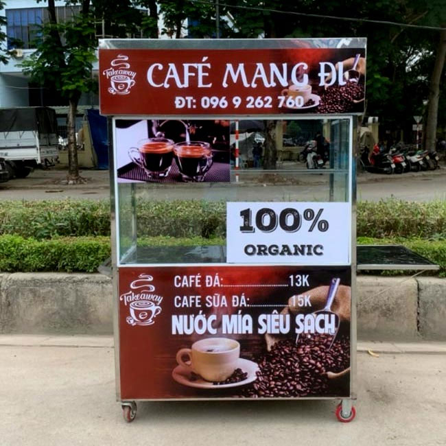 Xe cà phê inox mới Quang Huy
