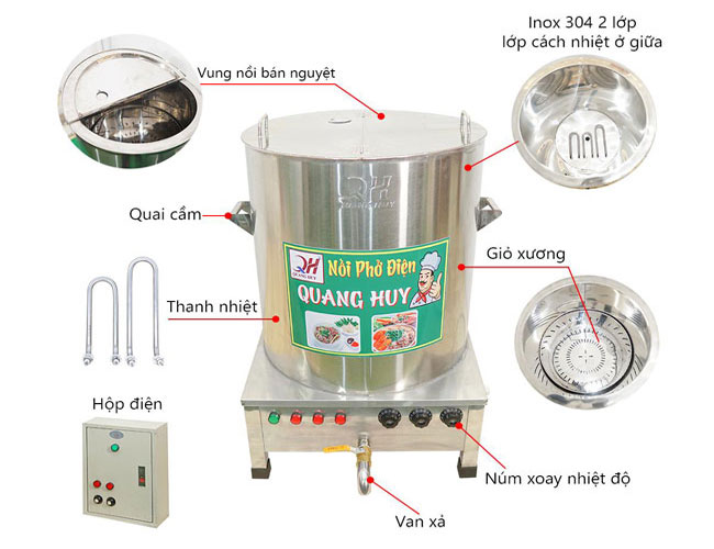 Cấu tạo nồi phở 150L
