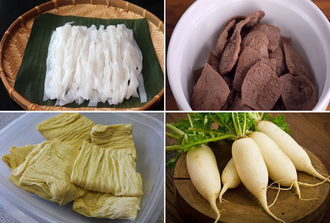nguyên liệu nấu phở bò lát chay