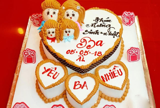 Bánh kem màu tím thủy chung hình bố mẹ hạnh phúc mừng kỷ niệm ngày cưới -  Bánh Thiên Thần : Chuyên nhận đặt bánh sinh nhật theo mẫu