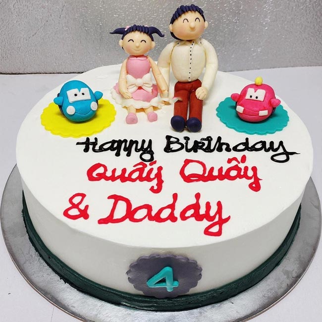 Bánh sinh nhật kem bố và con gái mẫu 15