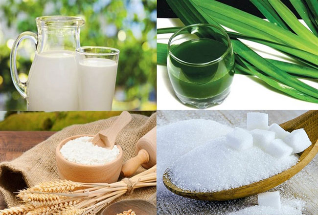 nguyên liệu làm bánh bao lá dứa chay