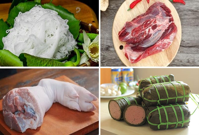 nguyên liệu nấu Bún bò Huế