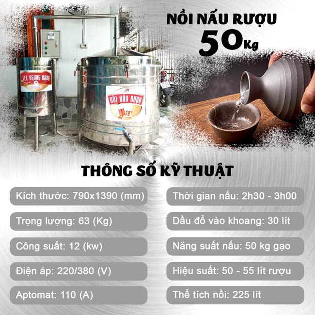 nồi rượu 50kg quang huy