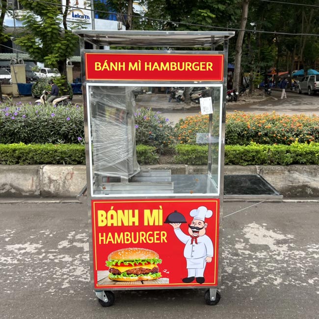 Xe hamburger mini mái bằng
