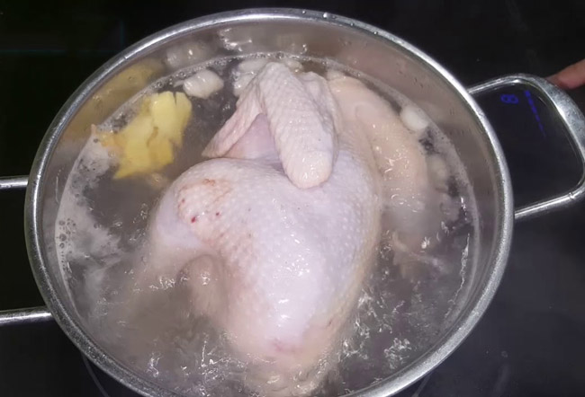 luộc gà nấu cơm gà hải nam