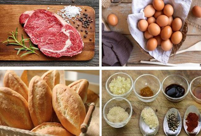 nguyên liệu làm Bánh mì chảo sốt tiêu đen