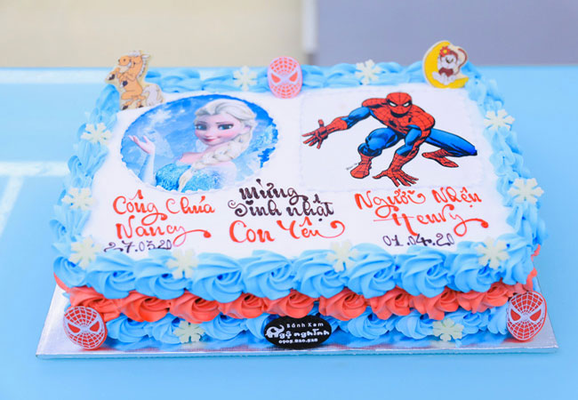 bánh sinh nhật công chúa và siêu nhân
