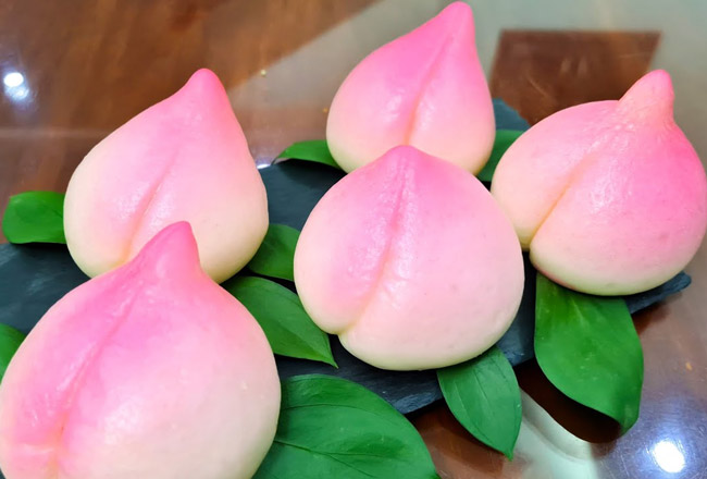 làm bánh bao đào tiên tại nhà