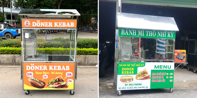 mẫu xe doner kebab 1m5 đẹp