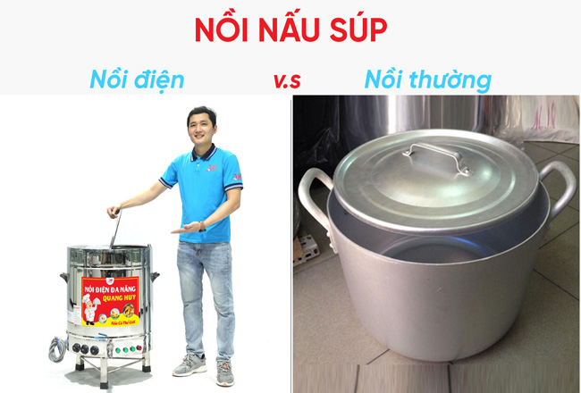 nồi nấu súp bằng điện vs nồi thường