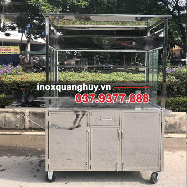 Xe đẩy bán bánh mì que 1m5 màu nâu