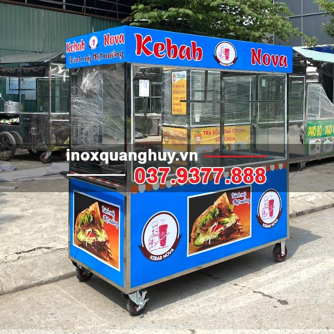 Xe bánh mì Kebab 1m8 Nova xanh dương