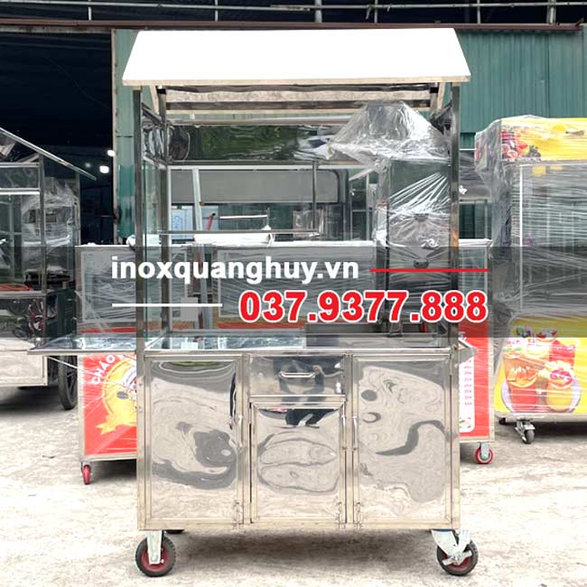 Xe đẩy bánh mì Kebab 1m2 Tin Tin mái ngói