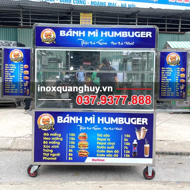 Xe bánh mì hamburger 1m8 xanh dương