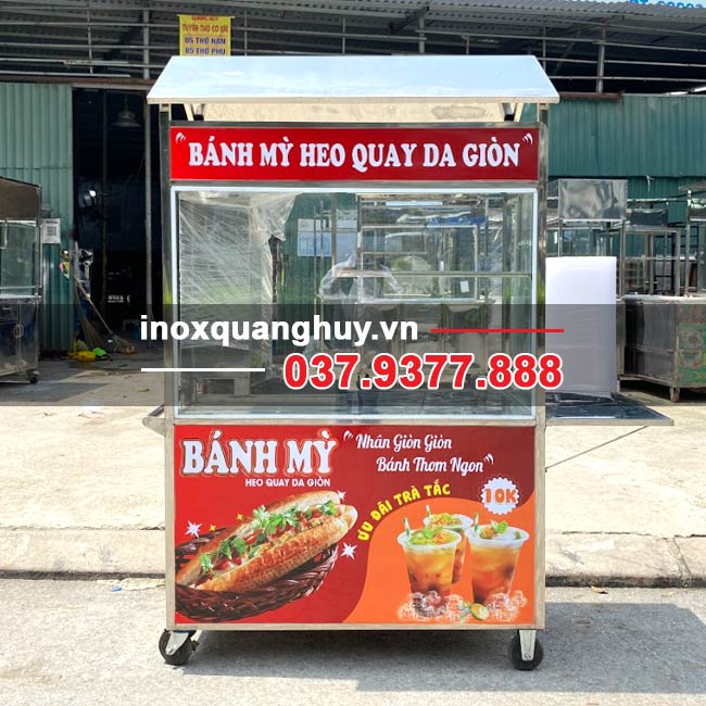 Xe bánh mì heo quay 1m2 mái ngói tiện dụng