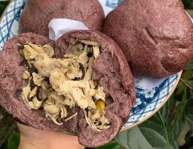 bánh bao gạo lứt gà nấm ngon