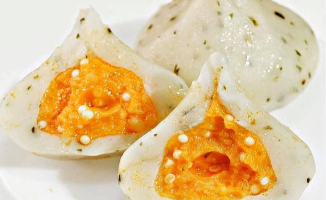 cách làm bánh bao trứng cá hồi