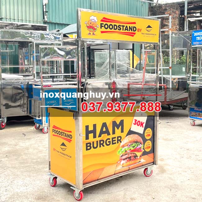 Xe bánh mì hamburger 1m2 lắp ráp