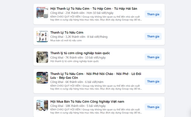 mua thanh lý tủ nấu cơm Quảng Ninh trên fanpage