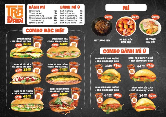 menu tạo ấn tượng với người mua